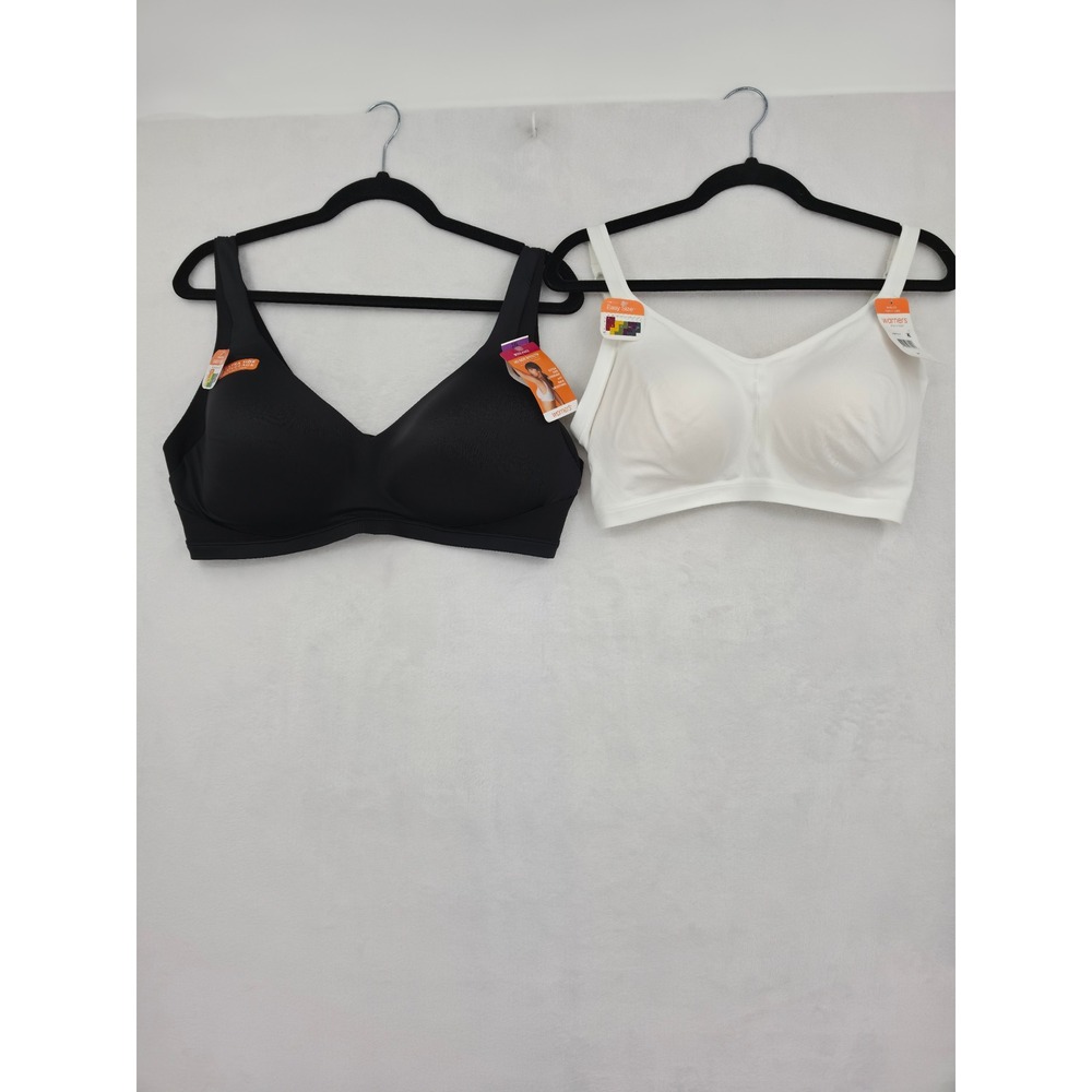 NWT Warners Lot of 2 Wire Free Bra 2 Pack Black White Size 2XL Minimalist Casual